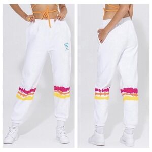 Local Heroes Malibu‎ Sweatpants Women Size S White Excellent Tie-Dye Joggers